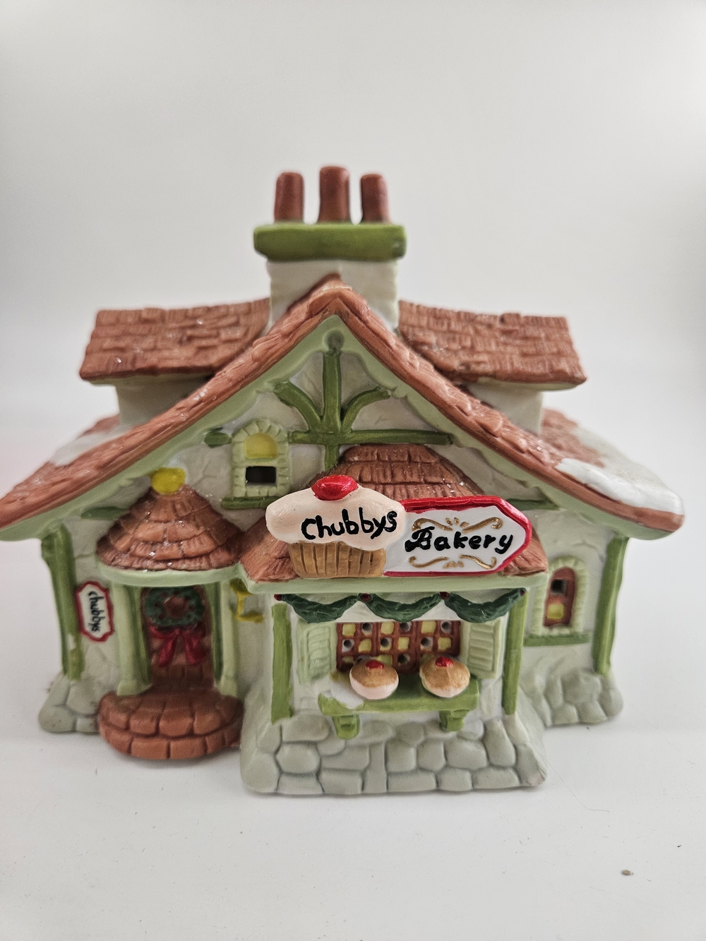 A SANTA'S BEST LTD ED PORCELAIN SANTAKINS VILLAGE "CHUBBY'S BAKERY" #97796- IOB